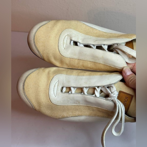 Louis Vuitton Athletic Sneakers Women’s Beige/White Canvas/Leather Size 38.5 - Picture 4 of 12